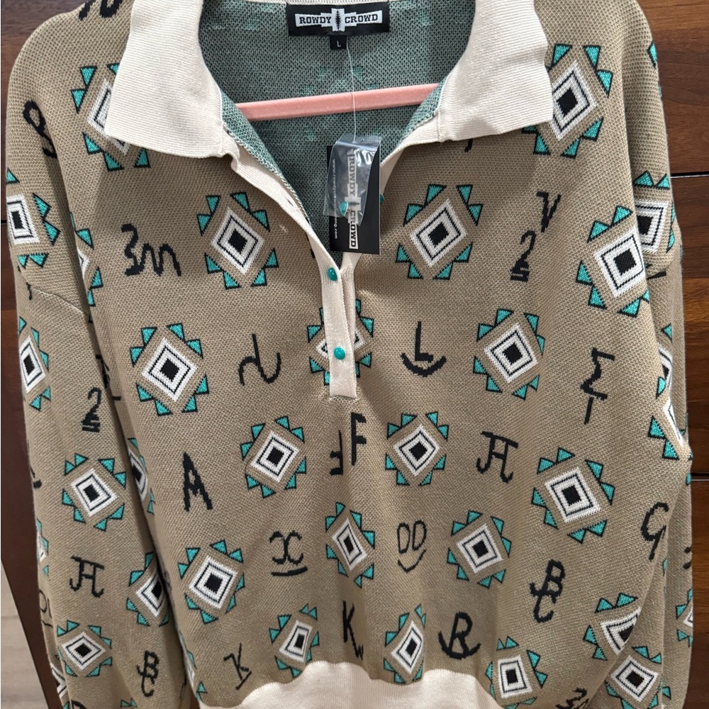 Rowdy Crowd South Western Sweater SOFT! 🆕 🤠🐮 Retro Rodeo Wear